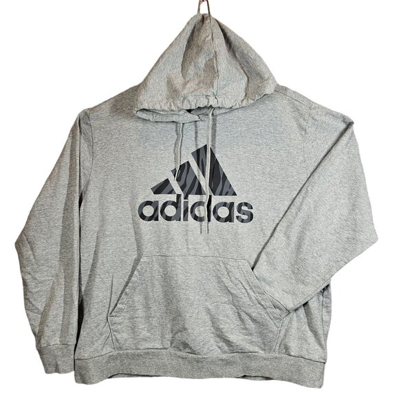 Adidas Hoodie Pullover Sweatshirt Men XL Gray Athleisure Workout Athletic School - Picture 1 of 13